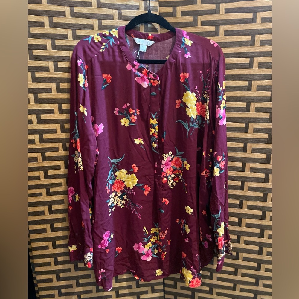 NWT OLD NAVY Purple floral blouse tunic fit women’s xxl